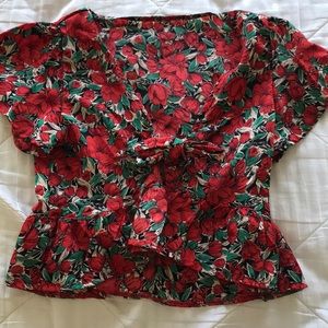 tie in front floral blouse